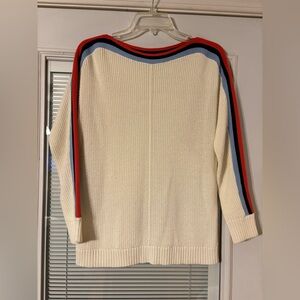 Talbots  Cream Boat neck Sweater with orange and Blue Accents